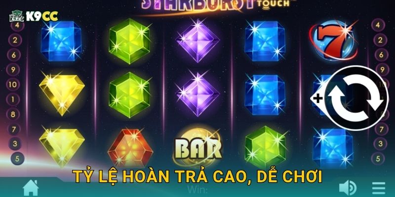 Starburst lung linh sắc màu – Cú nổ ngọc sáng tại K9cc 3 Tỷ lệ hoàn trả cao, dễ chơi